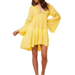 O'NEILL | Saltwater Solids Bell Sleeve Beach Dress Bright Lemon | Size M